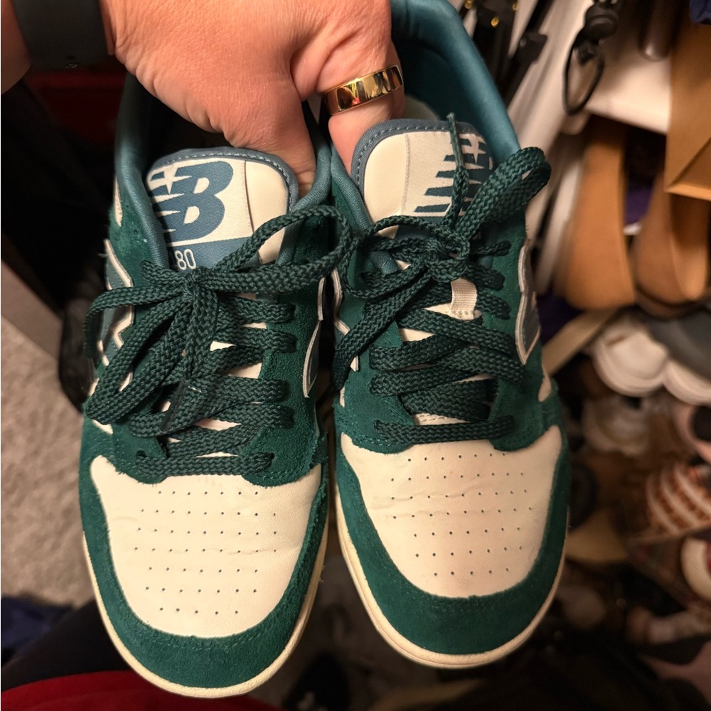 New Balance Green and White Sneakers